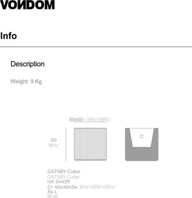 Ghiveci plante design decorativ modern exterior / interior GATSBY PRISMA 50x50x50cm