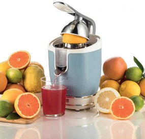 Presa electrica pentru citrice Ariete VINTAGE JUICER 0413/05, 85W, Corp metalic, Functionare silentioasa, 2 atasamente, Albastru