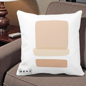 Perna Decorativa Abstract Forme Bej Poudre, 40x40 cm, Alba Mata, Husa Detasabila, Perna Inclusa, BEKZ®