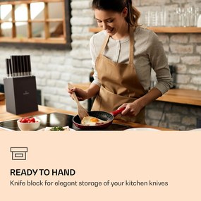 Klarstein Kitano XL Set de 13 piese Set de cuțite cu suport, 12 cuțite, oțel, suport luxos din lemn