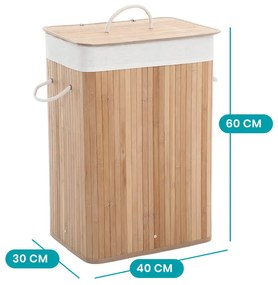 Coș de rufe din bambus 40x30x60cm
