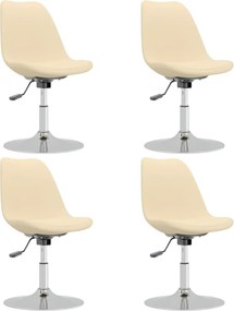 vidaXL Scaune de bucătărie pivotante, 4 buc., crem, material textil