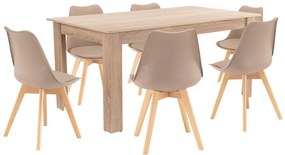 Set de masă Lola 6+1 bej-stejar Sonoma