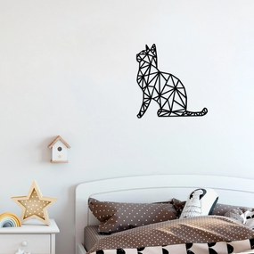 Decoratiune de perete lemn Kedi, Negru, 46x0,8x35 cm