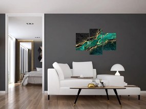 Tablou - Marmorat, petrol-auriu (90x60 cm)