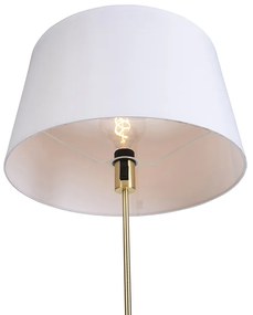 Lampă de podea aurie/din alamă cu abajur din in alb 45 cm - Parte