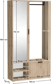 Set pentru hol, stejar artisan, MUNA