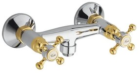 Baterie argintiu-lucioasă/aurie pentru duș cu montare pe perete (1 ieșire) Antea – Sapho