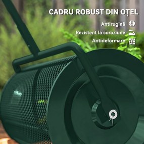 Outsunny Distribuitor de Îngrășământ 75 L din Metal cu Mâner Reglabil în T și Mâner Căptușit, 70x40x112 cm, Verde | Aosom Romania