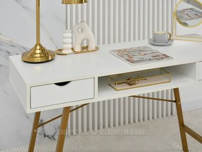 Masă PC Gavon (lemn alb + auriu). 1109755