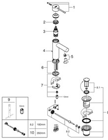GROHE 23379001 - Baterie pentru lavoar ESSENCE, mărime S, crom lucios
