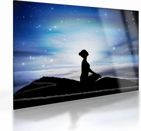 Tablou pe sticlă - Femaia meditând (70x50 cm)