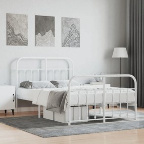 352642 vidaXL Cadru de pat metalic cu tăblie, alb, 120x190 cm