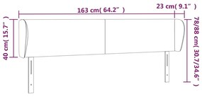 Tablie de pat cu aripioare gri taupe 163x23x78 88 cm textil 1, Gri taupe, 163 x 23 x 78 88 cm