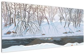 Tablou - Vulpe în peisaj de iarnă (120x50 cm)