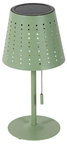 Lampă de masă de exterior verde cu LED inclus, reglabilă în 3 trepte, reîncărcabilă și solară - Ferre
