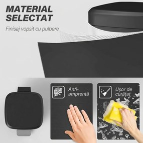 HOMCOM Coș de gunoi dreptunghiular cu pedală 20 L din metal, cu capac, găleată detașabilă, antiamprentă, negru | Aosom Romania