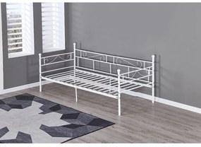 Pat din metal - de o persoană, alb, 90x200, ROZALI
