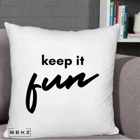 Perna Decorativa Keep It Fun, 40x40 cm, Alb Pufos, Husa Detasabila, Perna Inclusa, BEKZ®