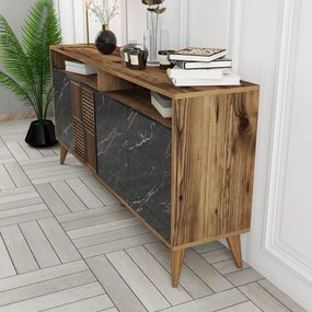 Consola Milan 160 - Walnut, Negru Marble