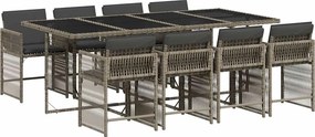 vidaXL Set mobilier grădină cu perne, 9 piese, gri, poliratan