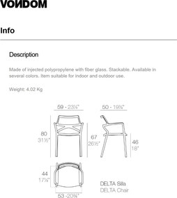Set de 4 Scaune moderne cu brate de exterior / interior design premium DELTA Vondom 66026