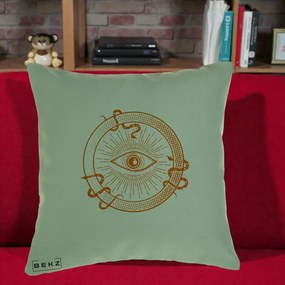 Perna Personalizata Ochiul Providentei Mistic Orange, 40x40 cm, Verde, Husa Detasabila, Perna Inclusa, BEKZ®