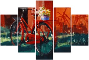 Tablou - Bicicleta roșie, pictură acrilică (150x105 cm)