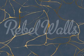 Fototapet, Gold Swirl, Dark Blue, Rebel Walls