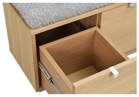 Pantofar gri/în culoare naturală cu bancă cu aspect de lemn de stejar Confetti – Rowico