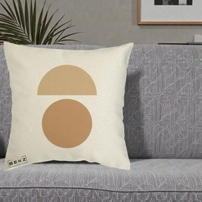 Perna Decorativa Geometric Minimalist Auriu, 40x40 cm, Ecru, Husa Detasabila, Perna Inclusa, BEKZ®