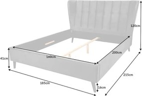 Pat dublu tapitat design modern Sixties 160x200cm, gri inchis A-6540995 VC