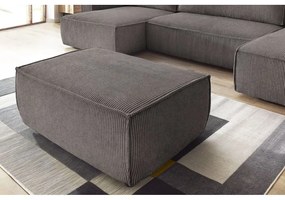 Taburet taupe cu tapițerie din catifea reiată Nihad – Bobochic Paris