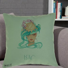 Perna Personalizata Zodie Rac, 40x40 cm, Verde, Husa Detasabila, Perna Inclusa, BEKZ®