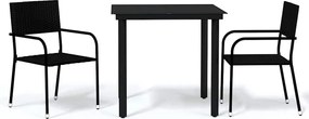 vidaXL Set de mobilier pentru grădină, 3 piese, negru