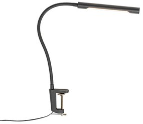 Lampă de birou cu clemă neagră, inclusiv LED cu dimmer tactil - Lionard