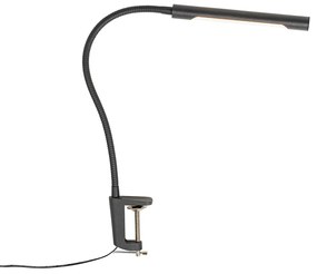 Lampă de birou cu clește neagră incluzând LED cu dimmer tactil - Lionard