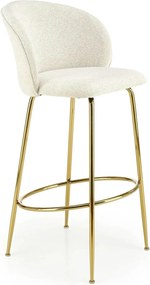 Scaun de bar auriu H116, stofa bucle/otel, 50x59x101 cm