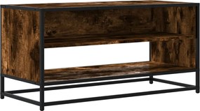 vidaXL Comodă TV, stejar fumuriu, 91x40x46 cm lemn prelucrat și metal