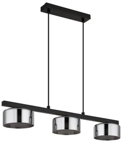 Lustra suspendata din metal negru cu sticla fumurie HIGGINS 3L