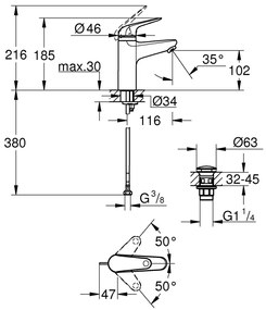 Grohe Swift baterie lavoar stativ StarLight Chrome 24327001