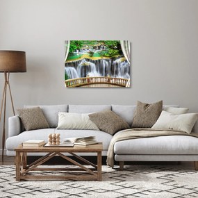 Tablou pe sticlă - Privire la cascade magice (70x50 cm)