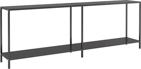 vidaXL Masă consolă, negru, 220x35x75,5 cm, sticlă securizată