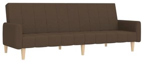 Canapea extensibila cu 2 locuri si taburet, maro, textil Maro, Cu suport de picioare