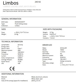 Lustra LED aplicata design modern circular Limbos alb/negru