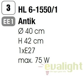 Pendul design rustic Ludo HL 6-1550/1 Antik OR