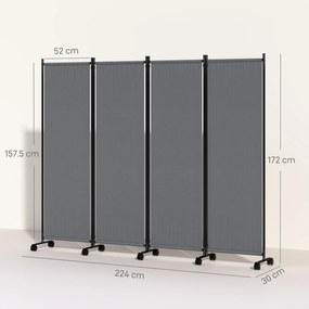 Outsunny Separator Pliabil pentru Cameră cu Roți, Paravan Mobil pentru Intimitate, 5.6ft Înălțime | Aosom Romania