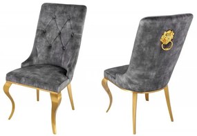 Set 2 scaune stil baroc Modern Barock, gri/ auriu