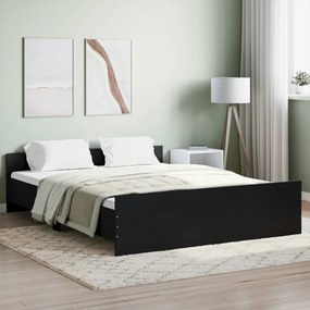 3203755 vidaXL Cadru de pat cu tăblie de cap și picioare, negru, 150x200 cm