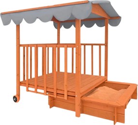 Zonă cu nisip și verandă HAPPY, 130 x 130 x 143 cm, din masiv de pin, maro gri Jurhan